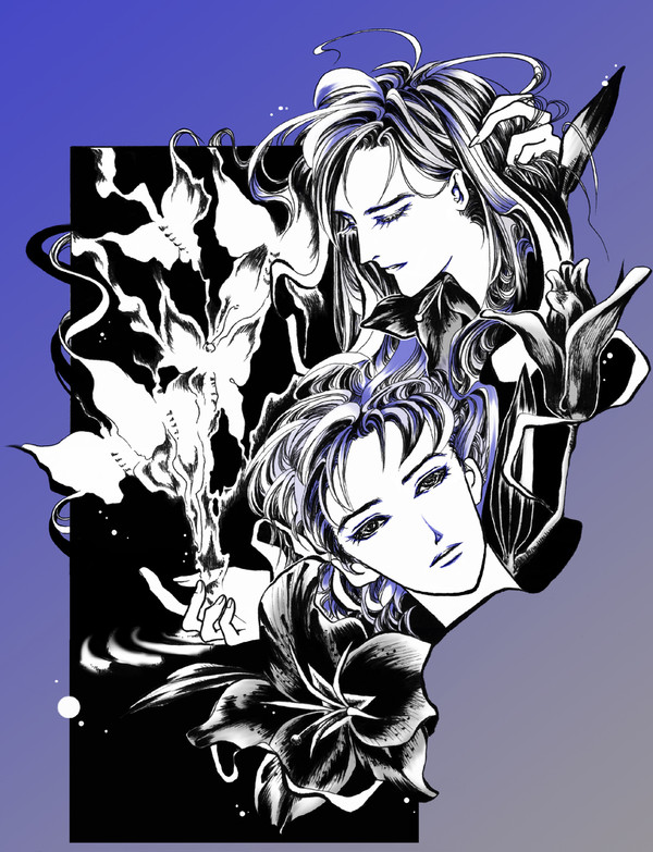 百合に蝶