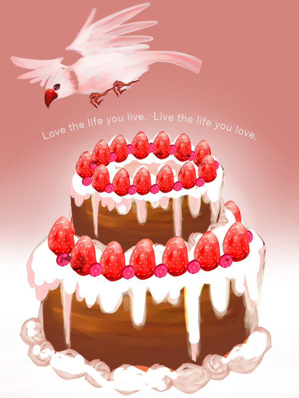 文鳥とケーキ