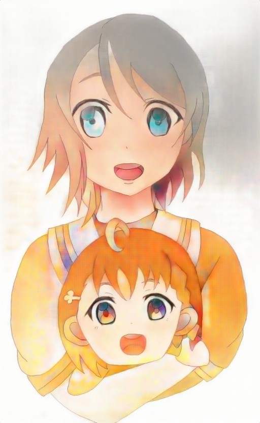 SD千歌っちを抱く曜ちゃん（自動彩色ver）