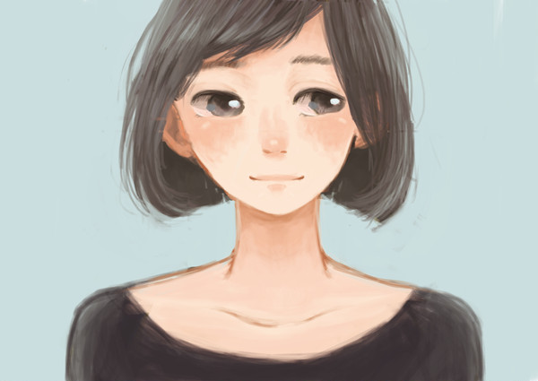 微笑む