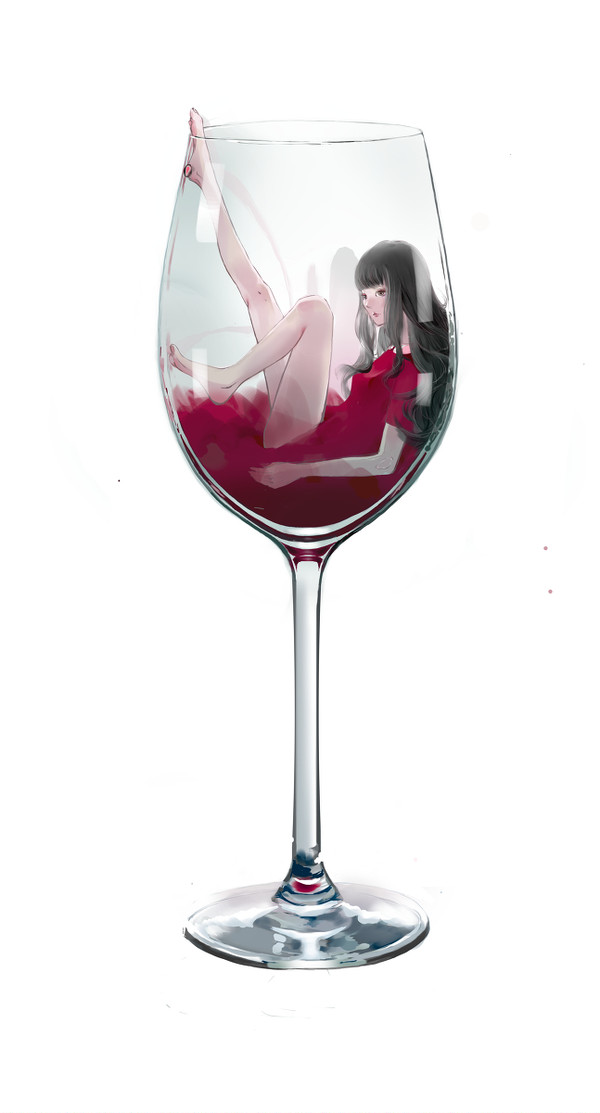 ワイングラスの女の子