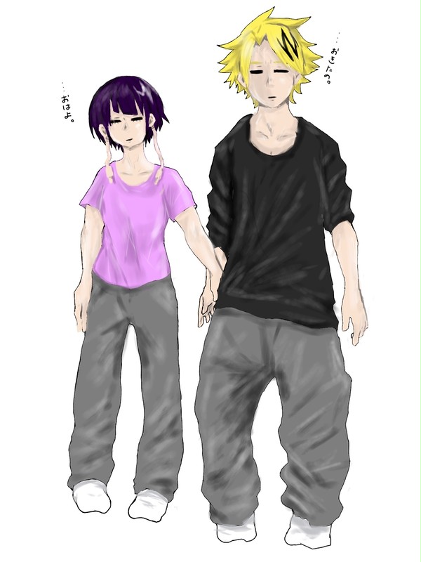 寝起きの２人