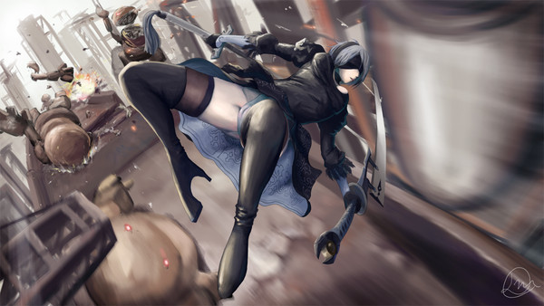 2B in battle