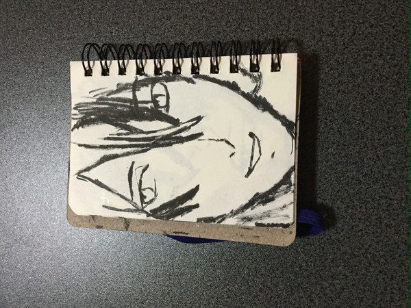 筆ペンでメモ帳に落書き