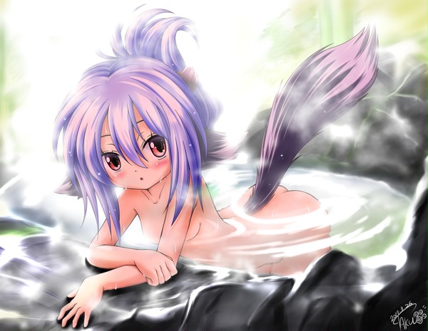 【ECO絵】守護魔アカリちゃん in 温泉♪