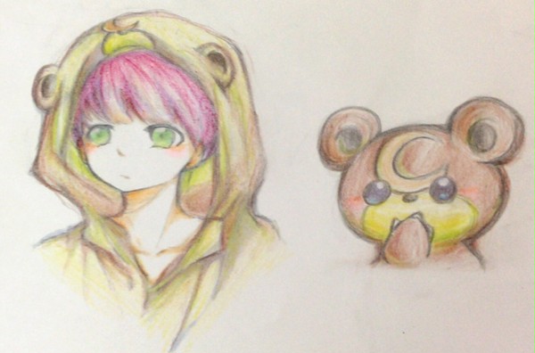なんかヒメグマとパーカー男子。