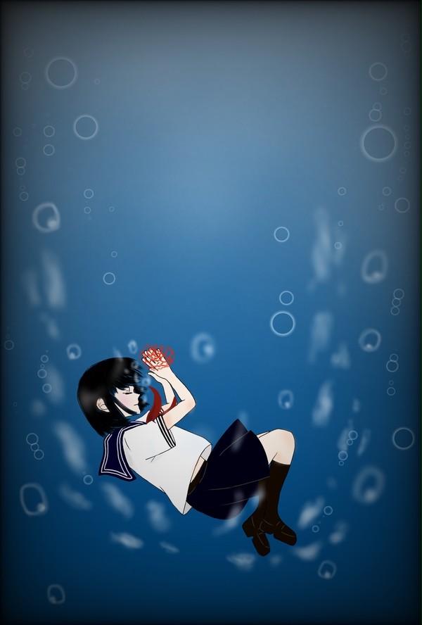 girl in deep sea
