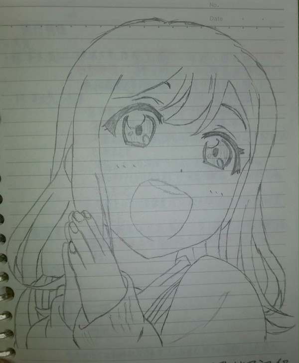 勉強ノートの表紙に書いた花丸ちゃん