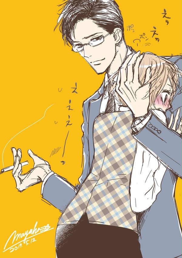 休憩中の不意打ち頭ポンポン