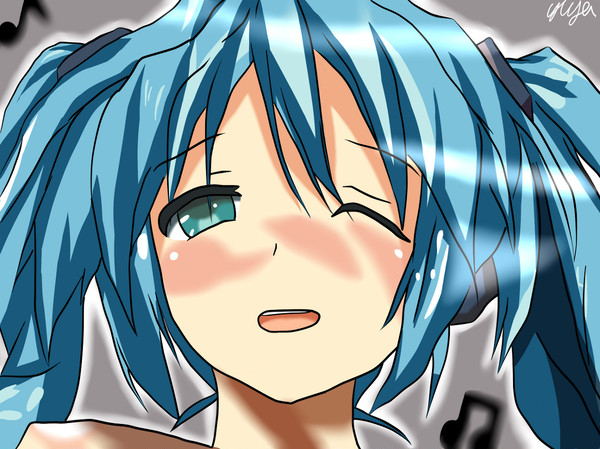 初音ミクさんを描きました(´・ω・｀)