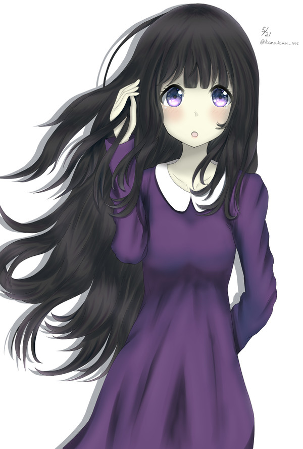 黒髪ワンピ