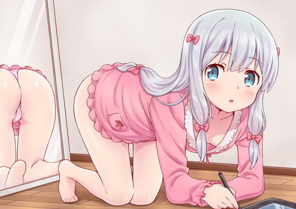 鏡に気づかない紗霧ちゃん