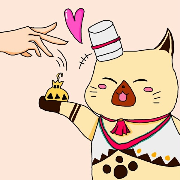 秘薬を貰って喜ぶグルニャン装備くん