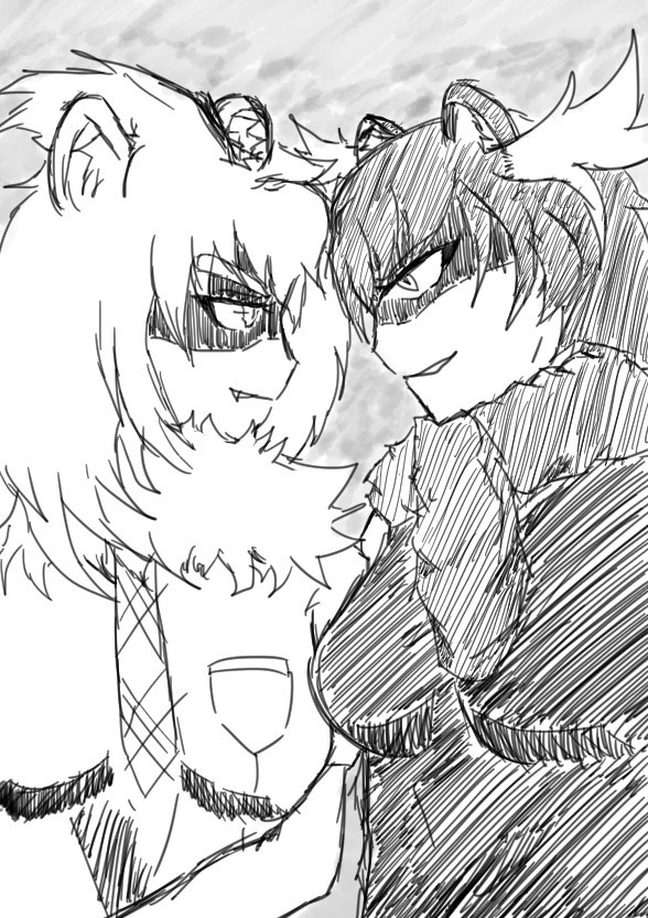 ライオンとヘラジカ