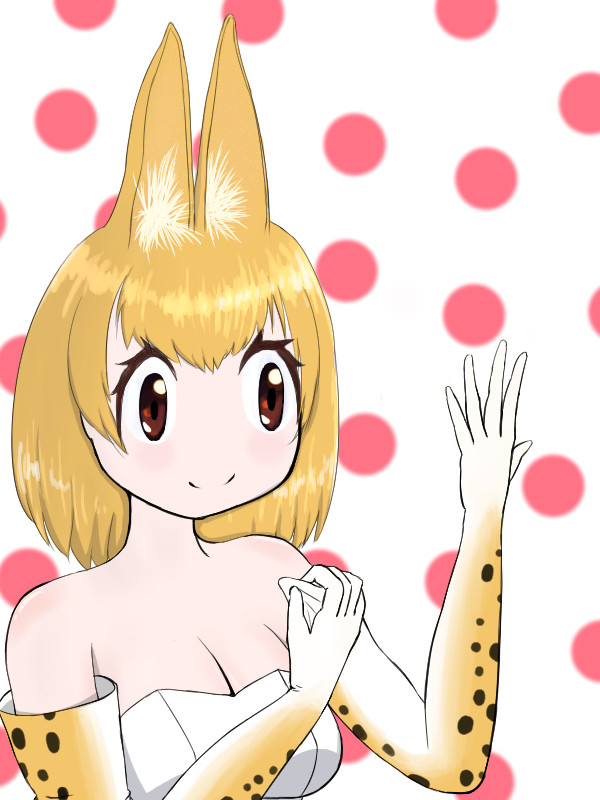 服を着るサ－バルちゃん