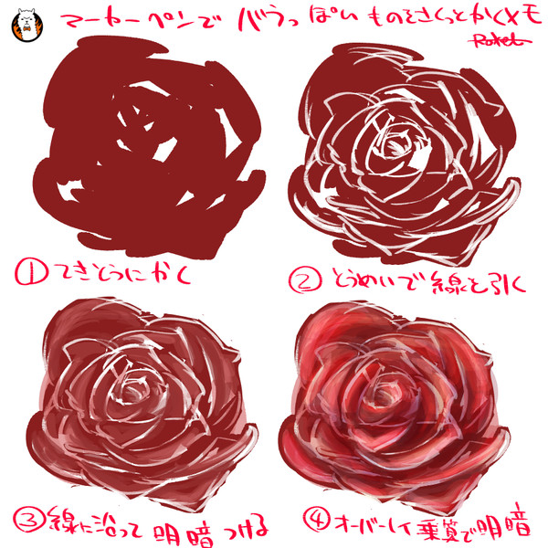 それっぽくさくっと薔薇っぽいものが描ける用な気がするメモ