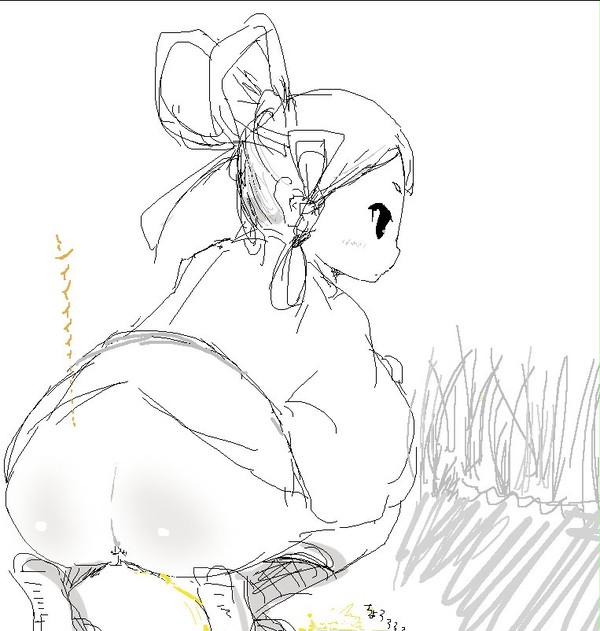 サクナヒメちゃん 畑でおしっこ