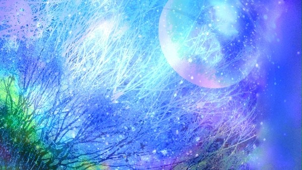 【画像加工】林に溶け込む月