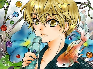 ラムネを飲む少年