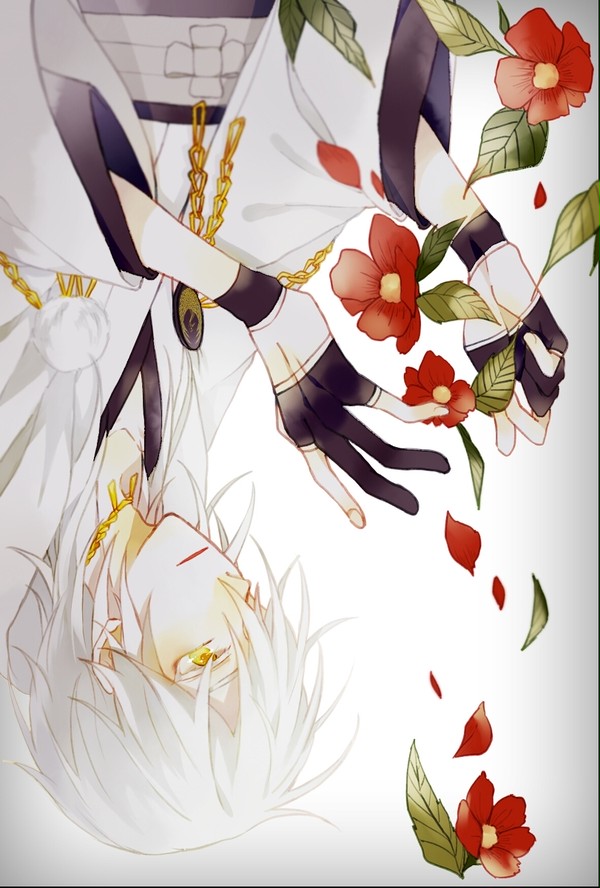 鶴と花