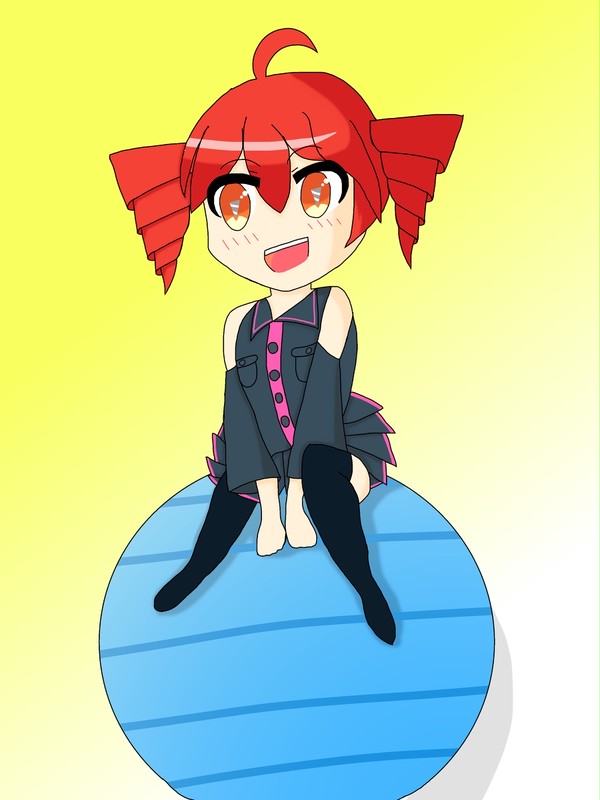 テトちゃんにバランスボールに乗ってもらった