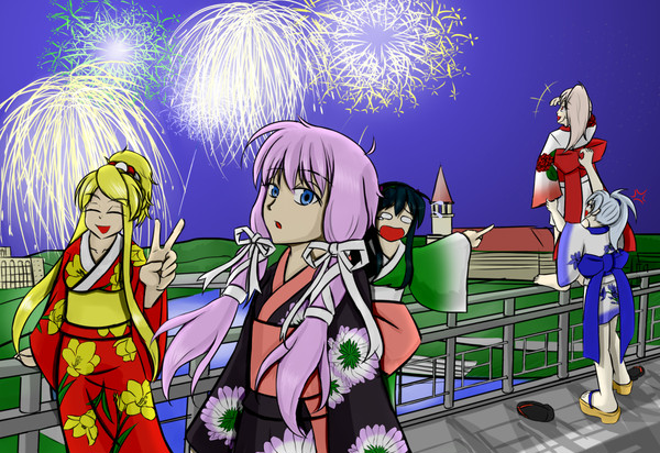 【Voice_Roid】花火大会絵巻【猿の楽描帳】