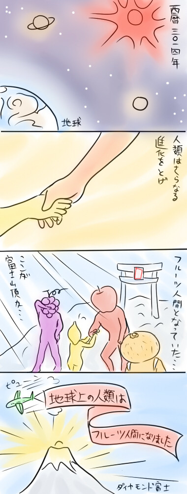地球上の人類はフルーツ人間になりました　第一話　西暦３０１４年