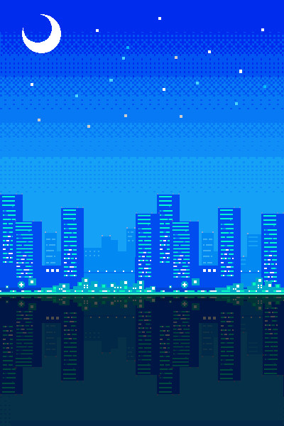 都市夜ピクセルアート