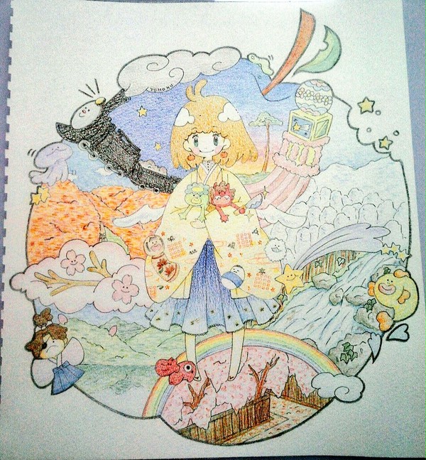 東北地方をイメージして描いてみました。