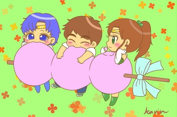 お団子を食べる3人