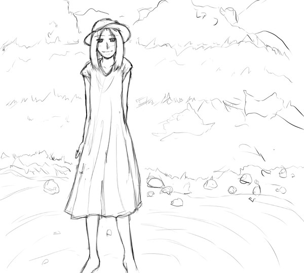 リハビリ背景付き(下描き