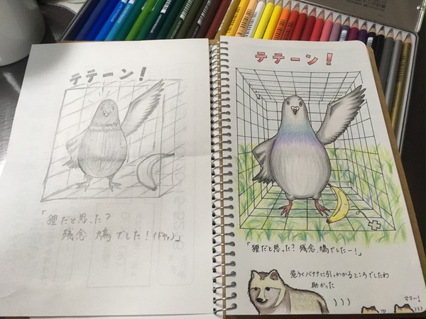 自ら罠にかかる鳩