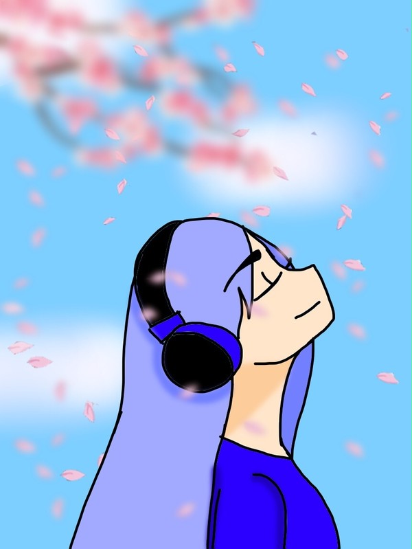Girl and the blossoms