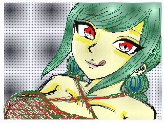 落書きヾ(:3ヾ∠)_緑髪の姉さん