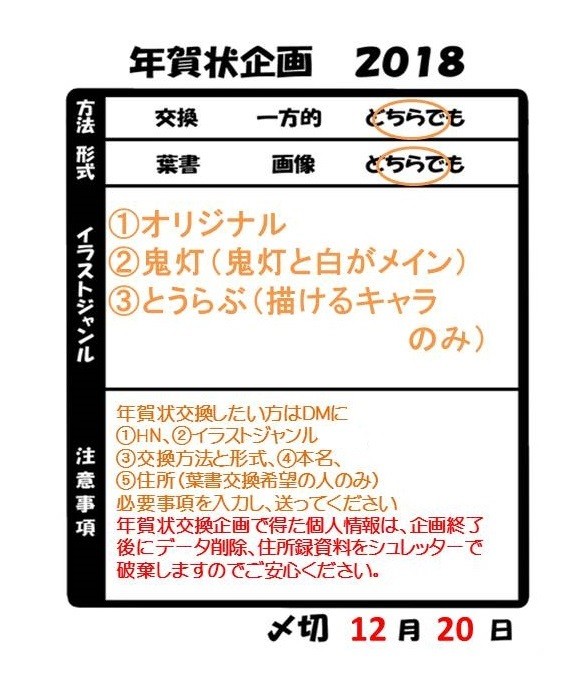 年賀状交換企画2018