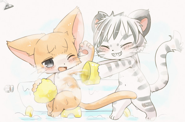 エルヴィンとコハクは仲良しだニャー