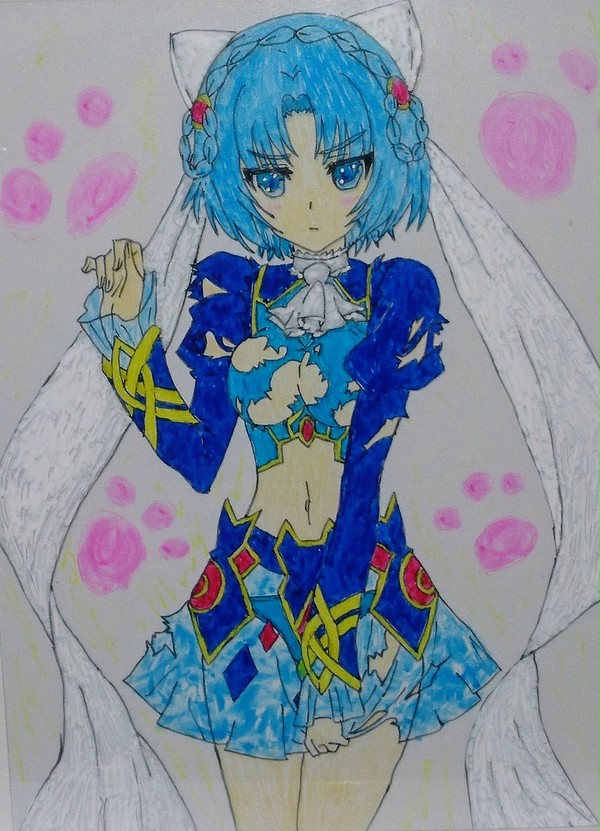 下敷きイラスト～リュドミラ=ルリエお服ビリビリ～