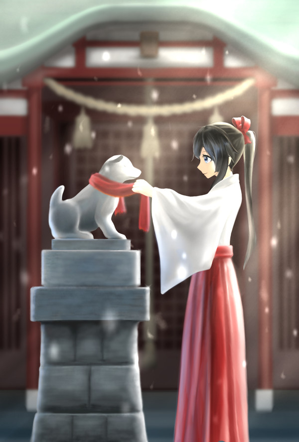 神社の朝