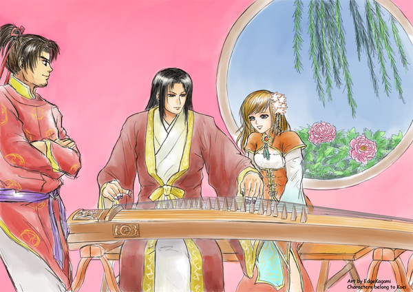 周瑜 、箏を弾く