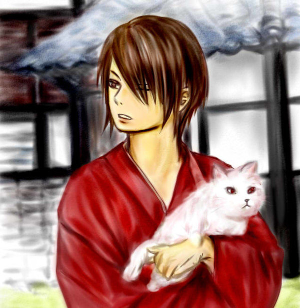 過去絵　高杉とねこ