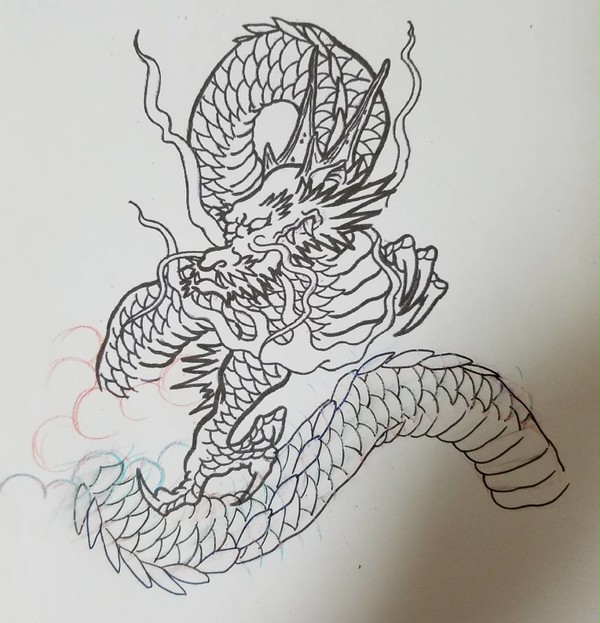 タトゥー 下絵 龍 抜き