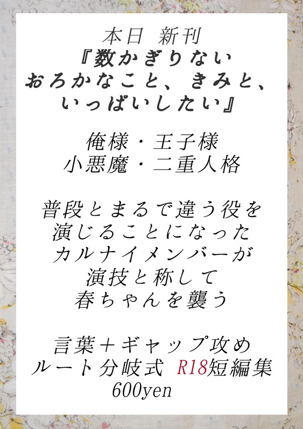 春の恋歌6 B22 お品書き カルナイ春R18本ほか