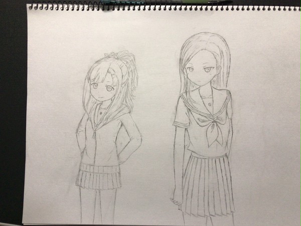 芽依ちゃんと武田さん絵練習
