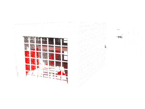 薄暗い無機質な建物3DCAD