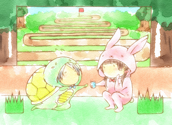 うさぎとかめ。