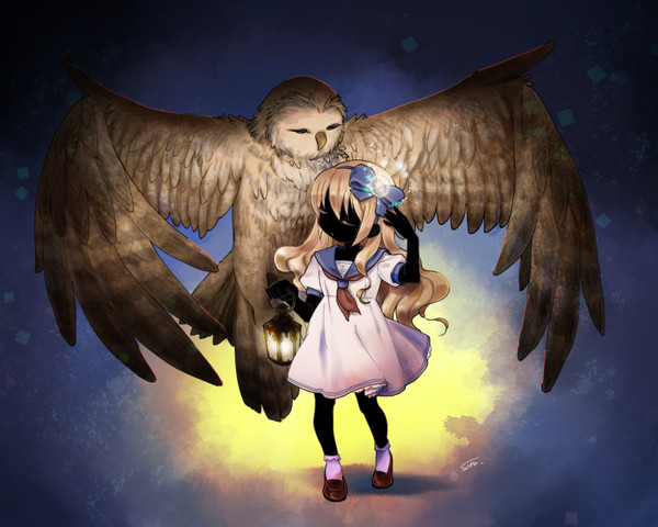誰キャラまっくろはだ　少女とフクロウ