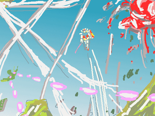 ガルマ機を追撃するガンダム
