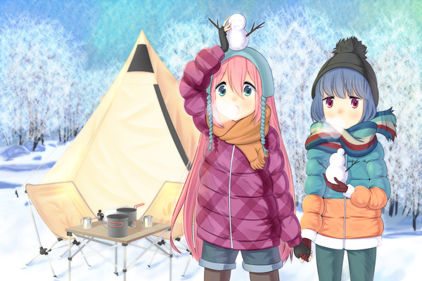 なでしことしまりんの雪中キャンプ