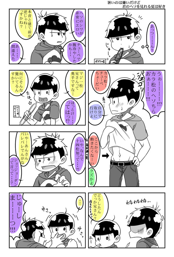 【BL松】暑いのは嫌いだけど君のヘソが見れる夏は好き【カラ一】