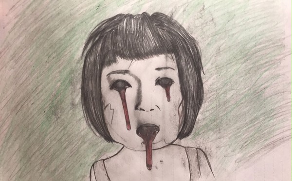 ホラー画像のあの子書いてみた。